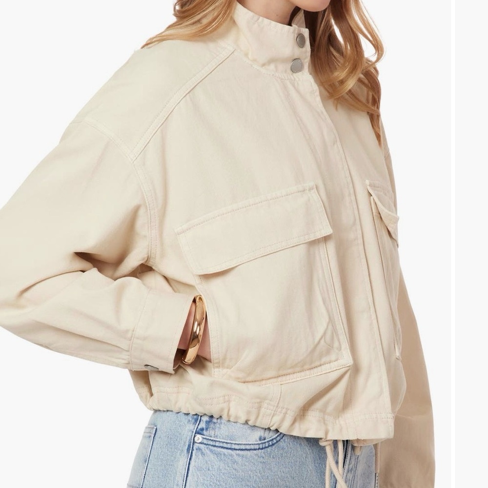 Scotch & Soda New women’s cropped Utility Jacket zip front ivory cotton blend M - Picture 2 of 9